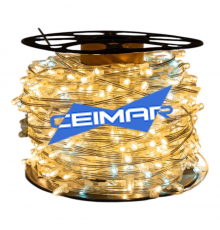 Гирлянды уличная клип-лайт "CEIMAR" 100 м, 666 тепло-белых LED ламп 12V, прозрачный ПВХ, с мерцанием, IP65 - GRP-CL-666-100M-WW+F
