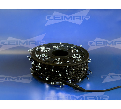 Гирлянда Нить Клип Лайт "CEIMAR" 100 м. 800 холодно белых диодов, с белым мерцанием, черный пвх, IP54 - CMR-10080HW+F