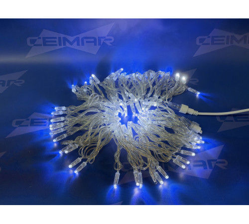 Светодиодная уличная гирлянда нить "CEIMAR" 100 холодно белых LED ламп 10 м, с мерцанием, прозрачный Силикон, соединяемая, IP65 - TMX-100W+F