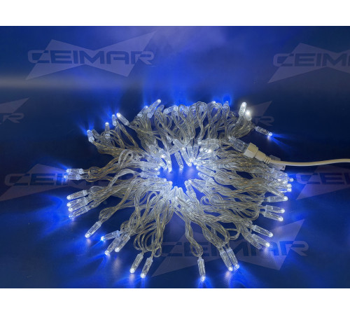 Светодиодная уличная гирлянда нить "CEIMAR" 100 холодно белых LED ламп 10 м, с мерцанием, прозрачный Силикон, соединяемая, IP65 - TMX-100W+F