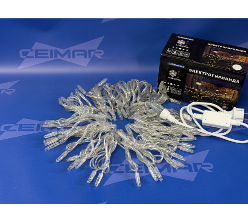 Светодиодная уличная гирлянда нить "CEIMAR" 100 холодно белых LED ламп 10 м, с мерцанием, прозрачный Силикон, соединяемая, IP65 - TMX-100W+F
