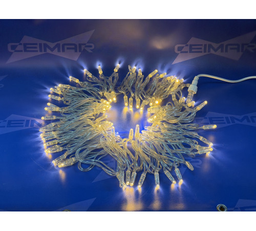 Светодиодная уличная гирлянда нить "CEIMAR" 100 тепло белых LED ламп 10 м, с мерцанием, прозрачный Силикон, соединяемая, IP65 - TMX-100WW+F