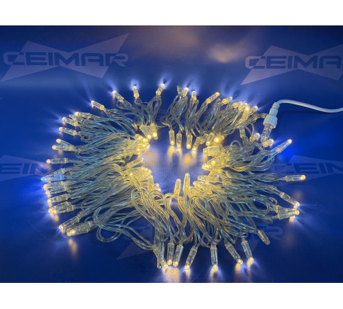 Светодиодная уличная гирлянда нить "CEIMAR" 100 тепло белых LED ламп 10 м, с мерцанием, прозрачный Силикон, соединяемая, IP65 - TMX-100WW+F