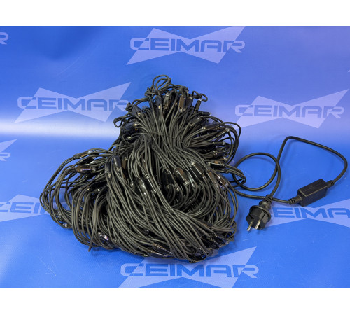 Светодиодная гирлянда Сетка "CEIMAR" 2*3 м, 320 тепло белых LED ламп, с белым мерцанием, черный КАУЧУК, соединяемая, IP65 - CMR-320HWW+F