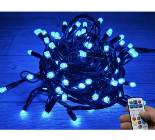 Светодиодная уличная гирлянда нить "CEIMAR" 100 LED ламп, 10 м, SMART RGB, пульт, черный КАУЧУК, соединяемая, IP65 - CMR-100522H