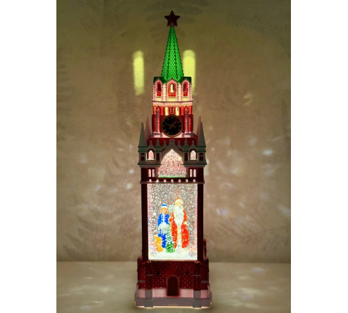 Декоративный фонарь CHRISTMAS «Дед мороз и Снегурочка с белкой» с музыкой – CMR 25-121