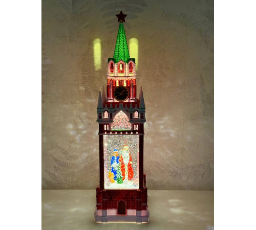 Декоративный фонарь CHRISTMAS «Дед мороз и Снегурочка с белкой» с музыкой – CMR 25-121