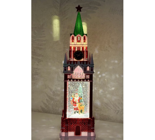 Декоративный фонарь CHRISTMAS «Дед мороз с мешком и оленем» с музыкой – CMR 25-126