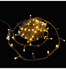 Светодиодная уличная гирлянда нить "CEIMAR" 120 тепло белых LED ламп 10 м, с мерцанием, черный Каучук, соединяемая, IP65 - XM-120HWW+F