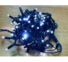 Светодиодная уличная гирлянда нить "CEIMAR" 24V 10 м, 100 белых LED ламп, холодное мерцание, черный КАУЧУК, соединяемая, IP65 - CMR-023-601