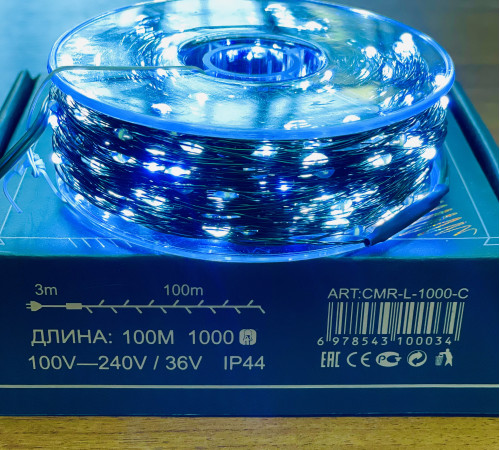Светодиодная гирлянда Роса "CEIMAR" 50 м, 500  белых мини LED ламп, медная проволока, IP44 ART:CMR-L-500-W