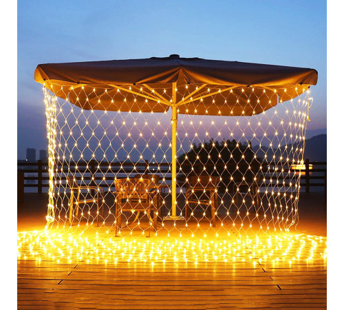 Светодиодная гирлянда Сетка "CEIMAR" 3*3 м, 480 тепло белых LED ламп, с белым мерцанием, прозрачный силикон, соединяемая, IP65 - ART:CMR-TWW480